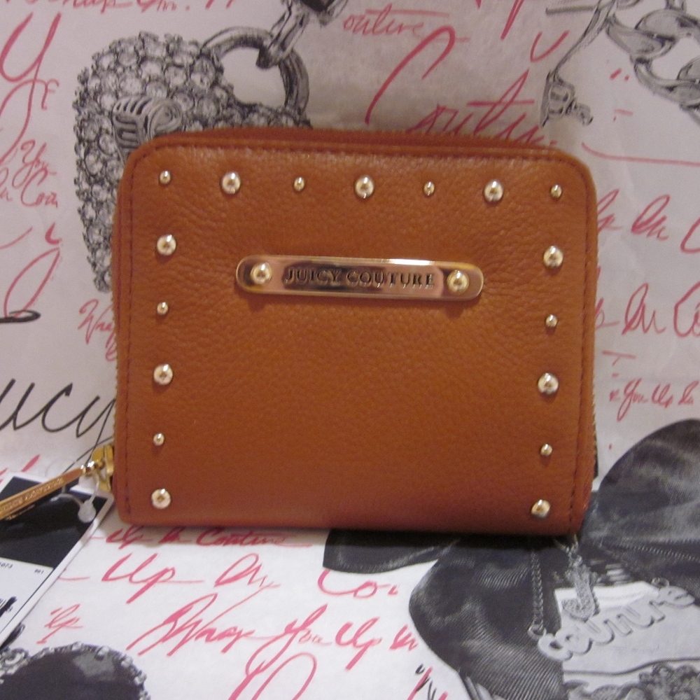 Juicy Couture Leather Zip Around Gold Studs Wallet